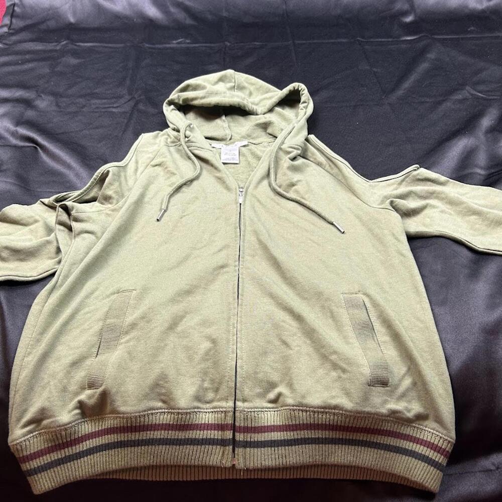 K. Jordan WOMENS Green Jacket with Peekaboo‎ Shoulders & Hood Size L